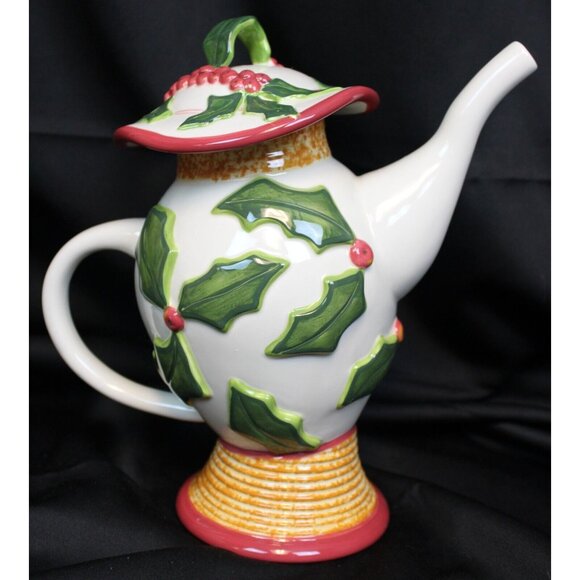 Southern Living Home Very Merry Teapot #40022 Ceramic Christmas Holiday Whimsy - Picture 4 of 11